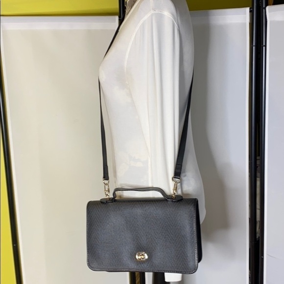 Mark Cross Gray Black Coated Logo Canvas Bag - Picture 2 of 12